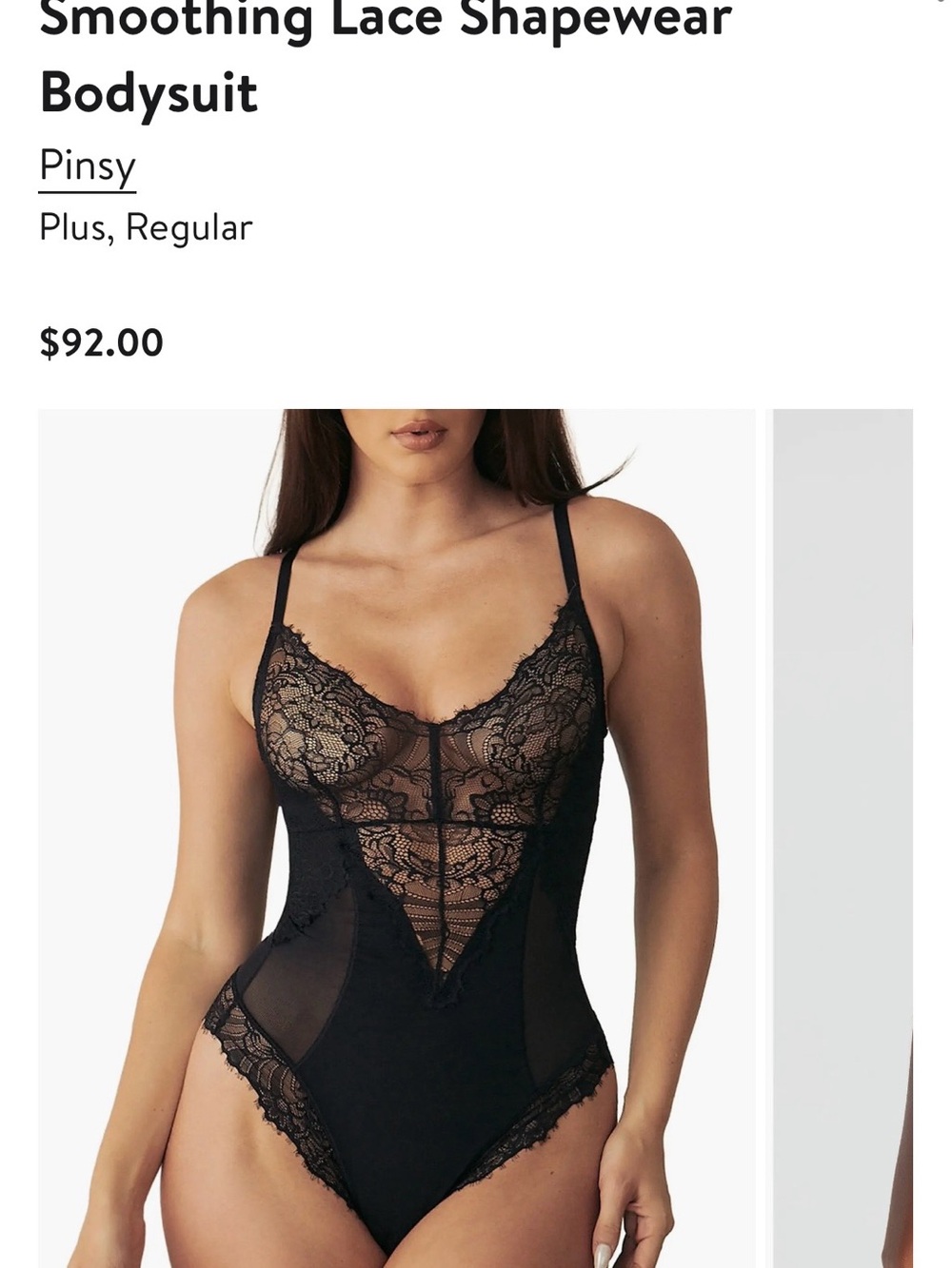 NWT Pinsy Black Smoothing Lace Shapewear Bodysuit